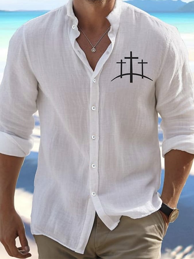 Men's Faith Printed Simple Resort Casual Shirt