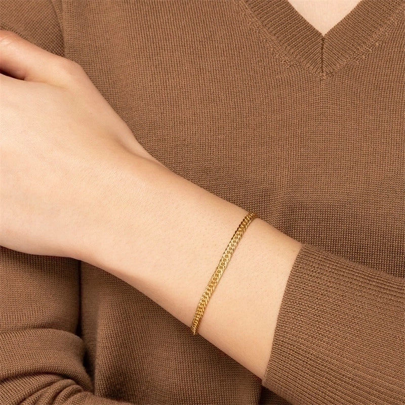 Fashion U Shape Stainless Steel 14K Gold Plated No Inlaid Bracelets In Bulk