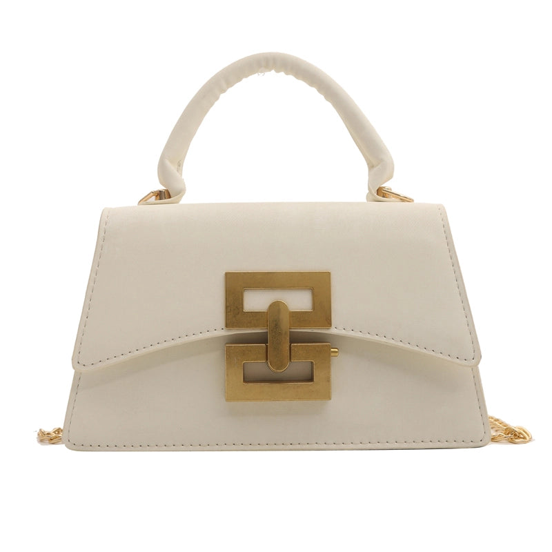 Women's Medium Pu Leather Solid Color Vintage Style Streetwear Square Lock Clasp Crossbody Bag
