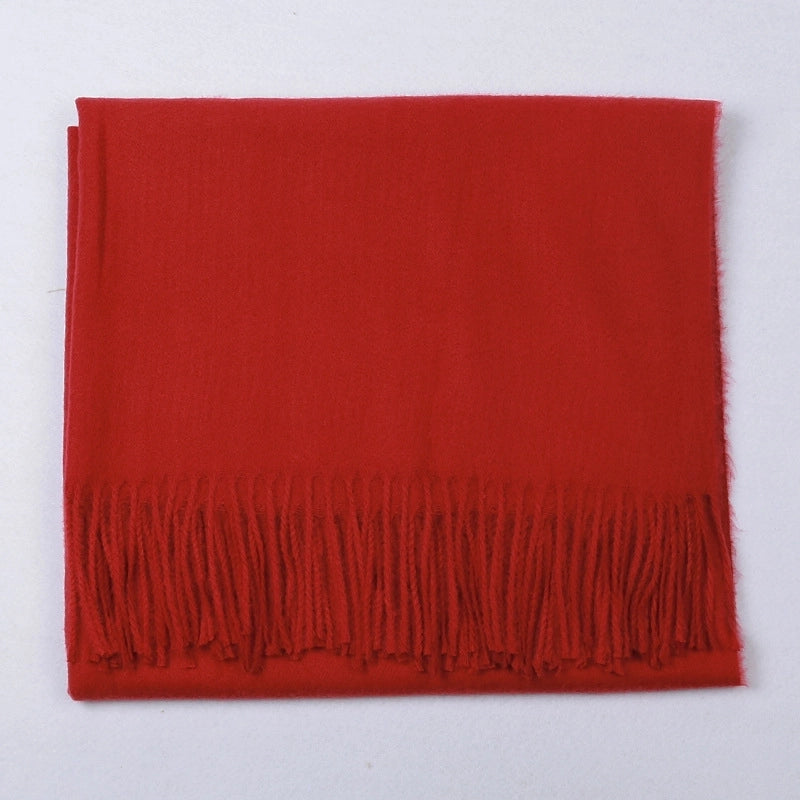 Cashmere Solid Color Scarf Women's Autumn And Winter 220g Explosions Barbed Hair Padded Travel Warm Tassel Shawl
