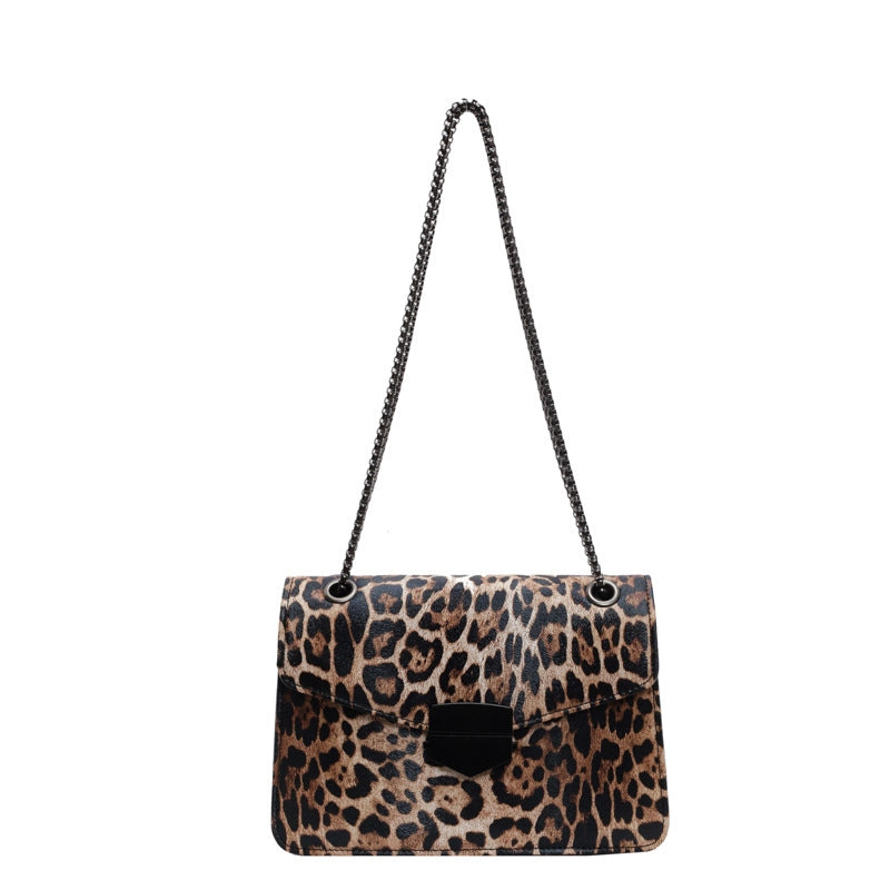 Women's Small Pu Leather Leopard Vintage Style Square Magnetic Buckle Shoulder Bag Crossbody Bag