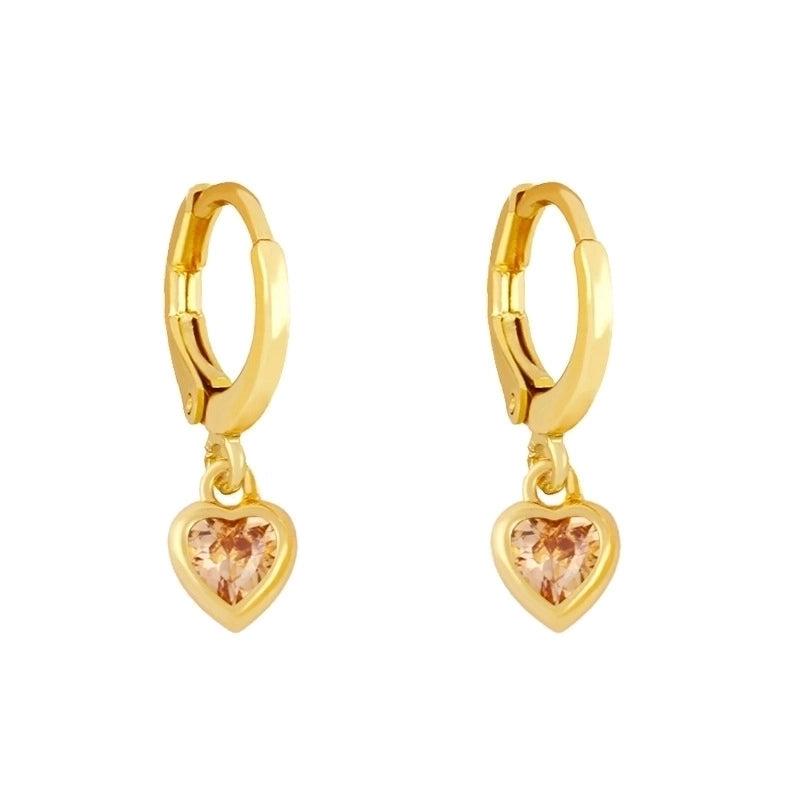 Fashion Heart Copper Artificial Gemstones Copper Earrings
