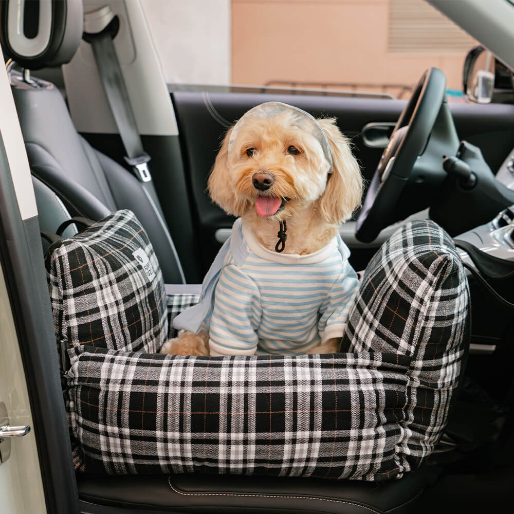 Vintage Plaid Travel Safety Dog Car Seat Beds