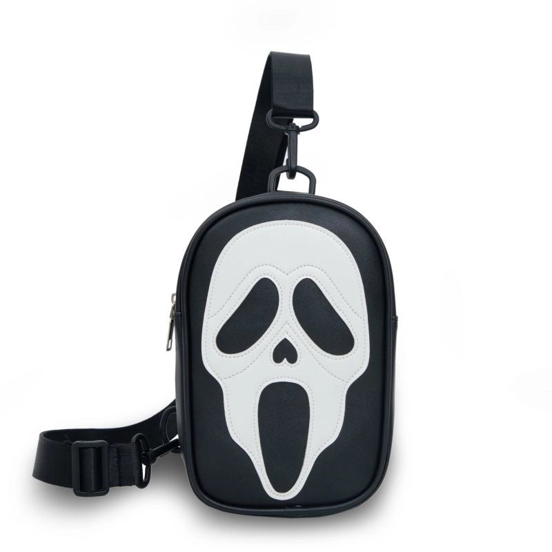 Halloween Women's Pu Leather Color Block Skull Streetwear Square Zipper Fanny Pack