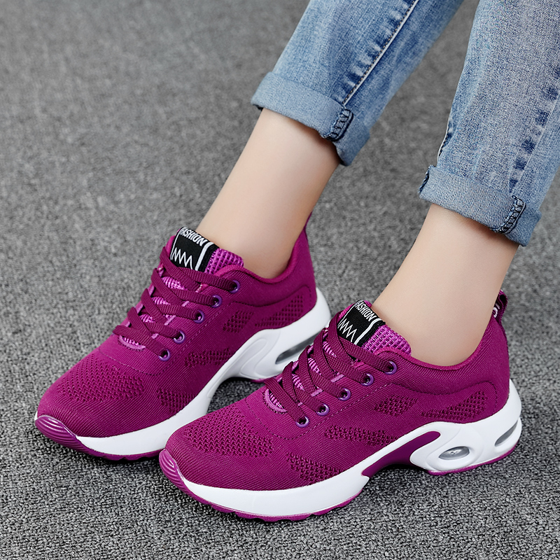 business Ladies Trainers Casual Mesh Sneakers Pink Women Flat Shoes Lightweight Soft Sneakers Breathable Footwear Basket Shoes Plus Size