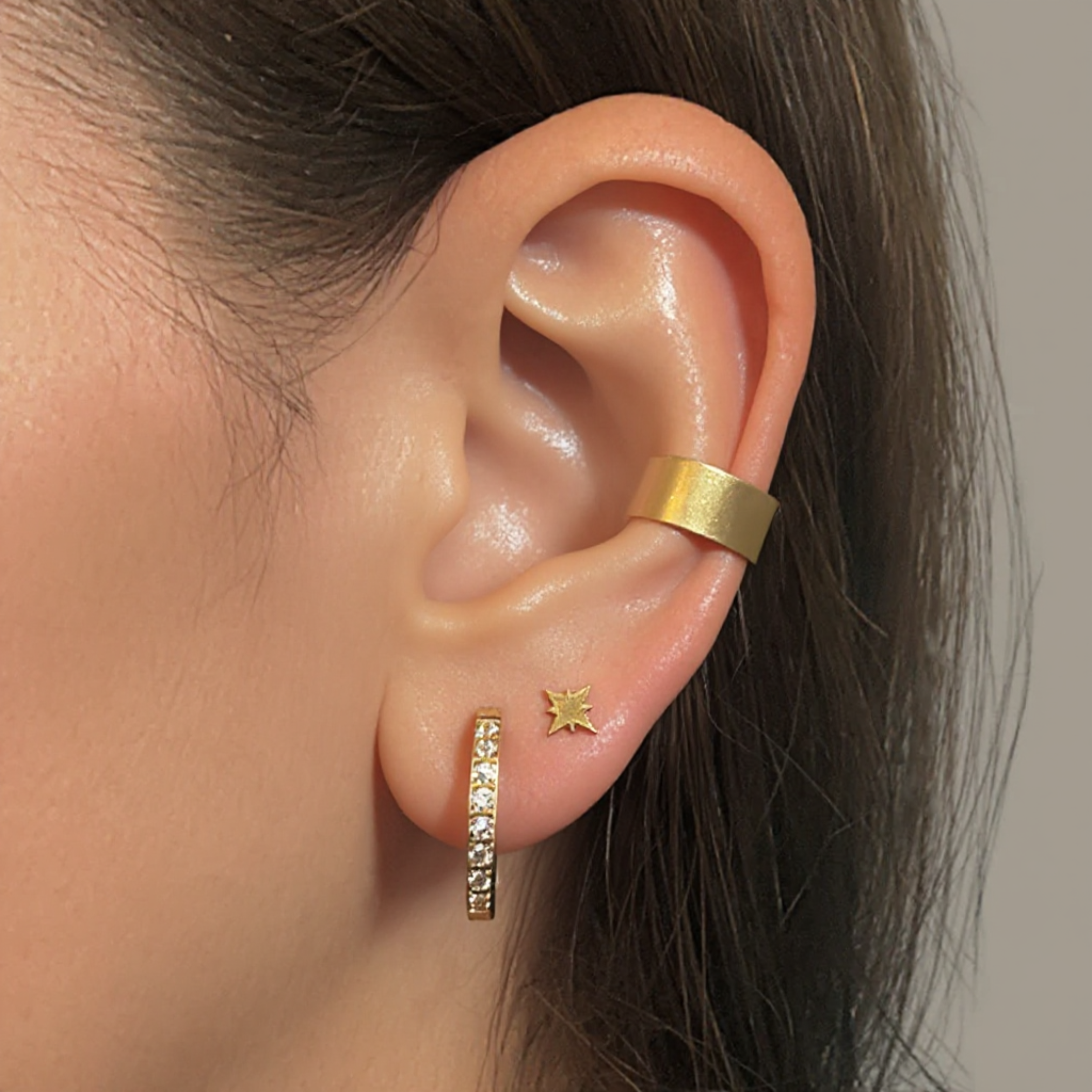 12mm Slim diamond style hoops - Gold