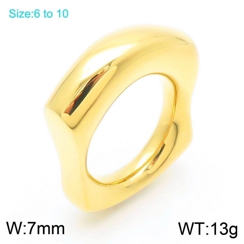 Basic Classic Style Commute Geometric Solid Color 304 Stainless Steel 18K Gold Plated Rings In Bulk