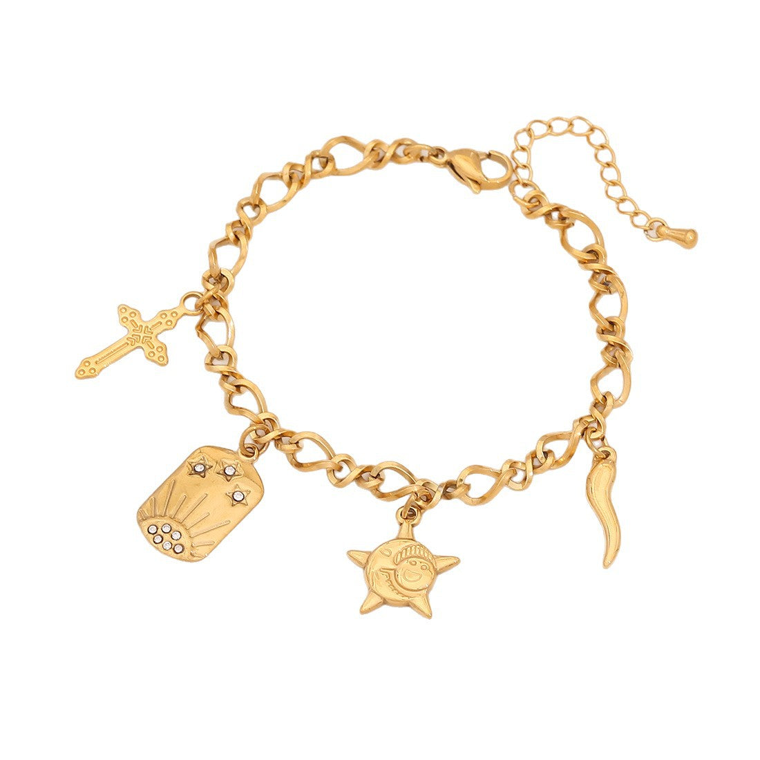 Geometric Metal Bracelet Star Moon Stainless Steel Jewelry B641