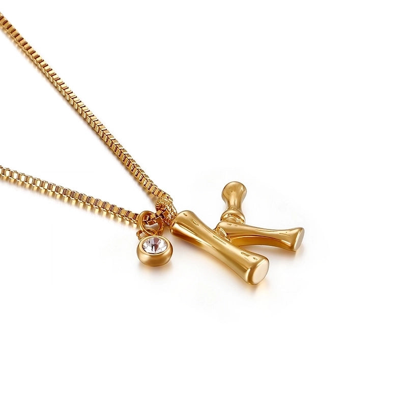 Titanium Steel 18K Gold Plated Minimalist Commute Patchwork Letter Necklace