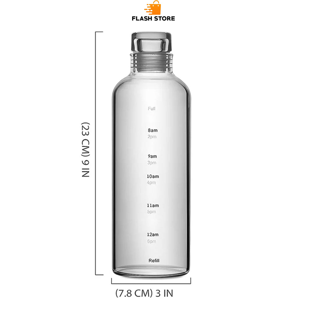 Glass Water Bottle With Time Marker