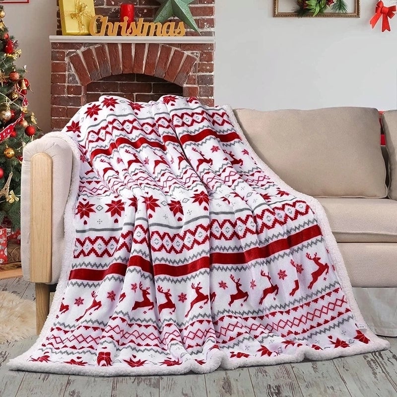 Christmas Cute Retro Elk Polyester Blanket Couch & Sofa Decor