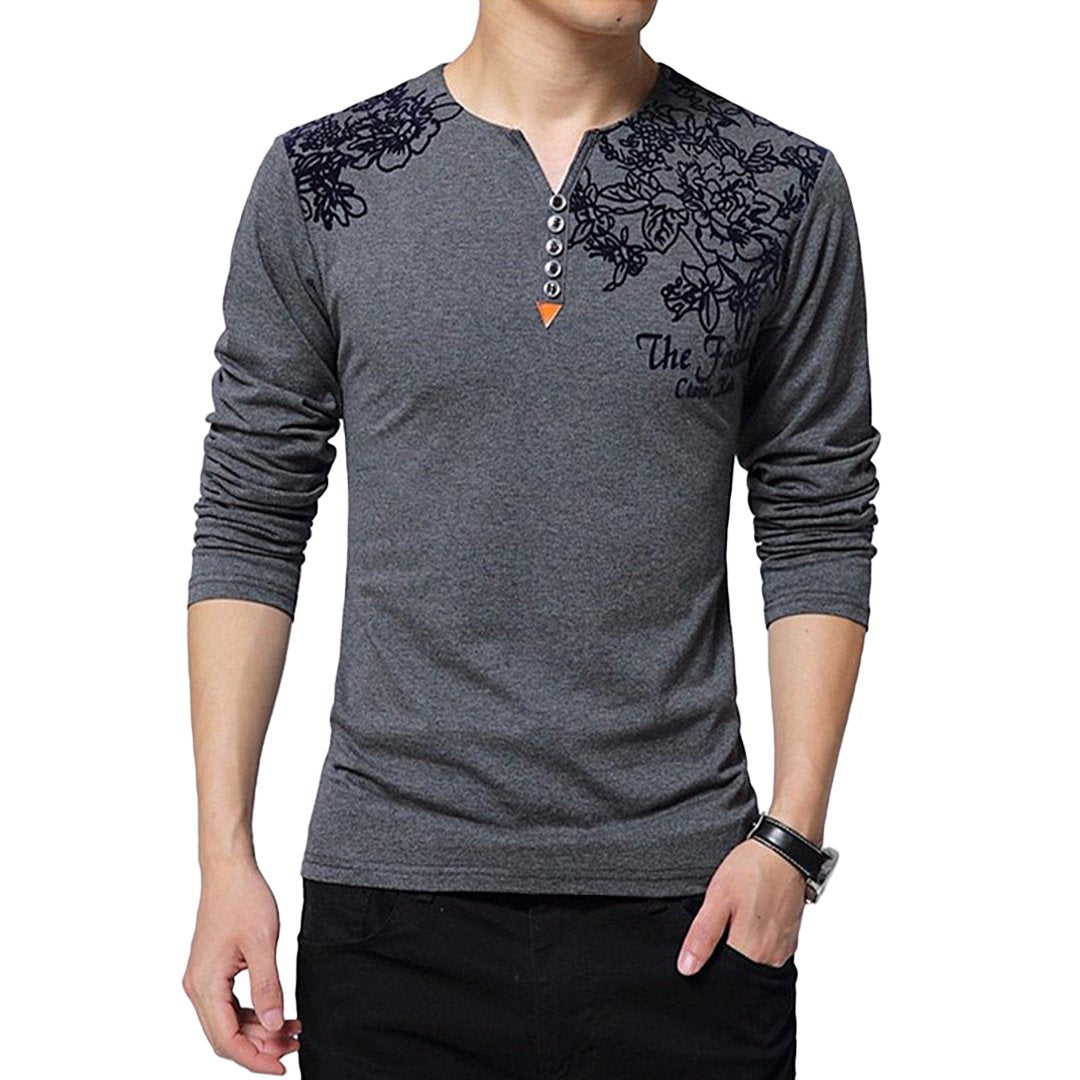 Decorated Long Sleeved Henley