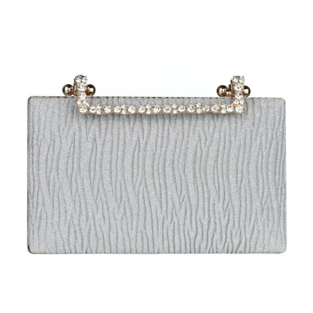 Pleated Diamond Oxford Cloth Evening Clutch