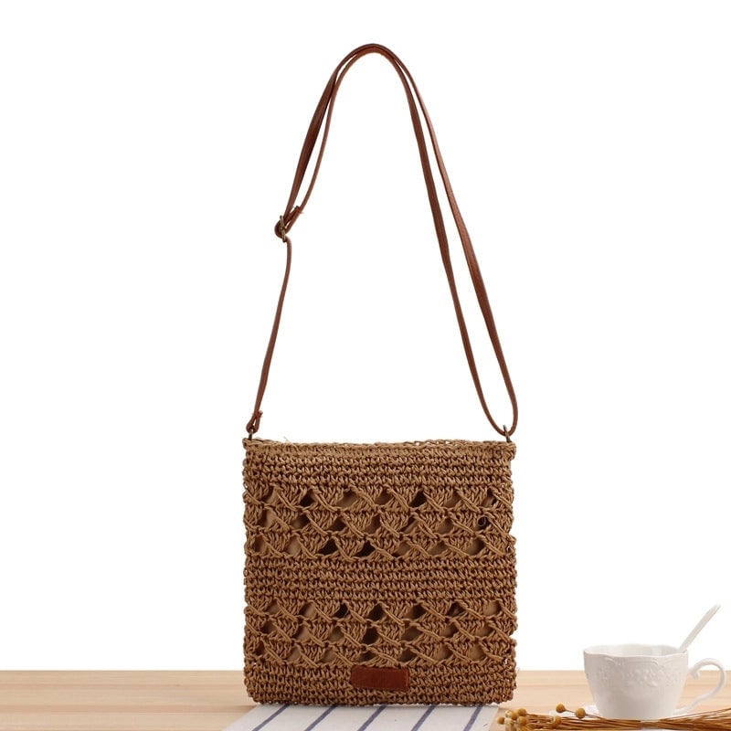 Unisex Small Paper String Solid Color Streetwear Zipper Straw Bag