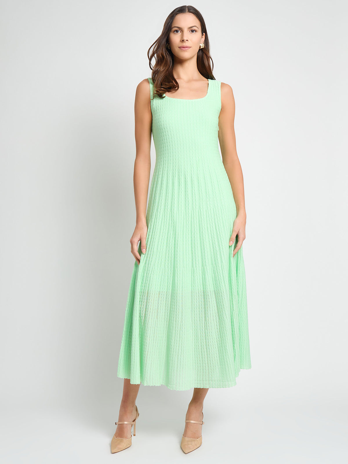 Fit & Flare Lined Cable Soft Knit Maxi Dress - True Fit