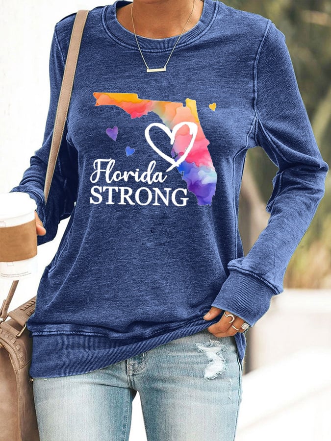 Women's Florida  Strong Mitton Hurricane Print Casuasl Sweatshirt