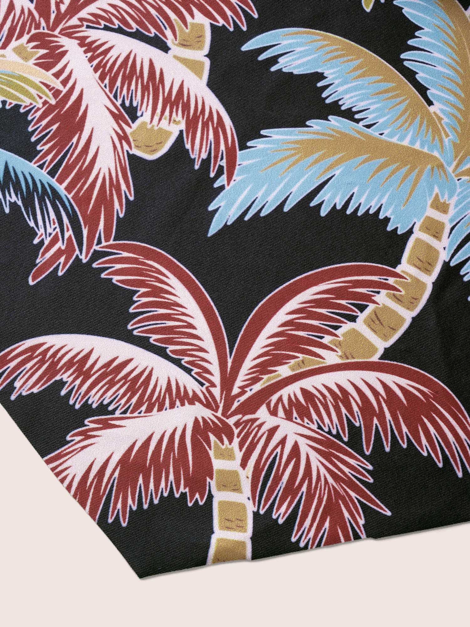 Tropical Coconut Tree Print Ruffle Trim Swim Top