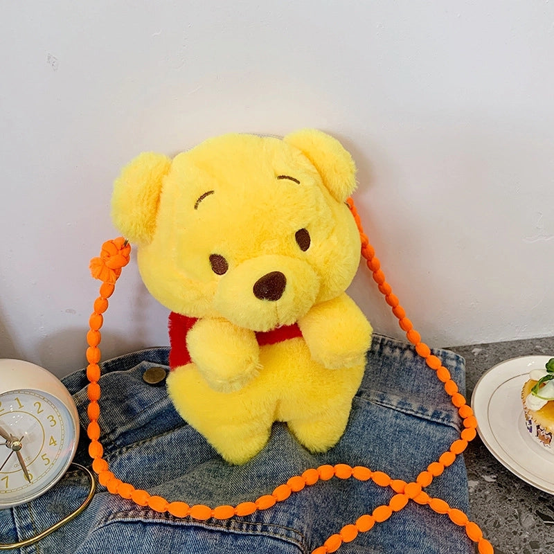Women's Small Plush Little Bear Cute Zipper Crossbody Bag