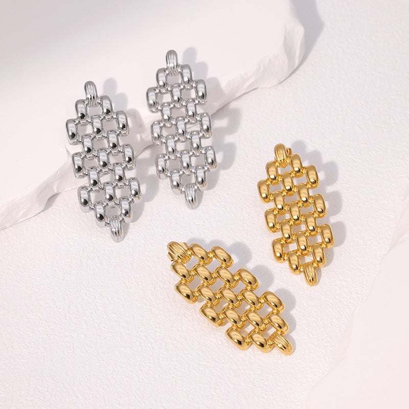 Niche Personality Design Geometric Hollow Earrings Exaggerated Stainless Steel Earrings