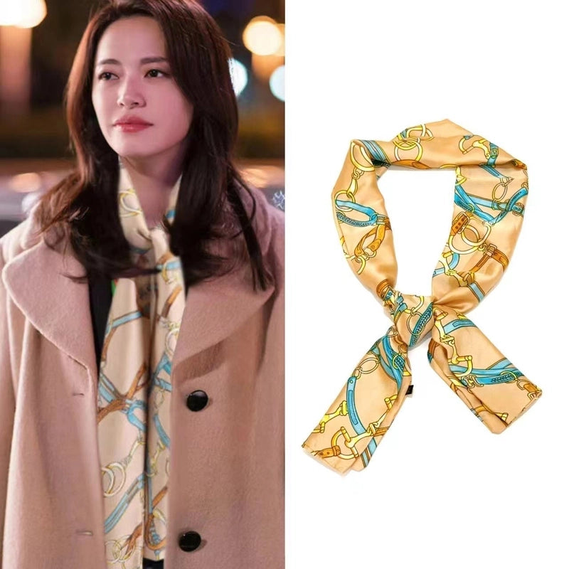 Women's Elegant Minimalist Geometric Chiffon Printing Silk Scarf