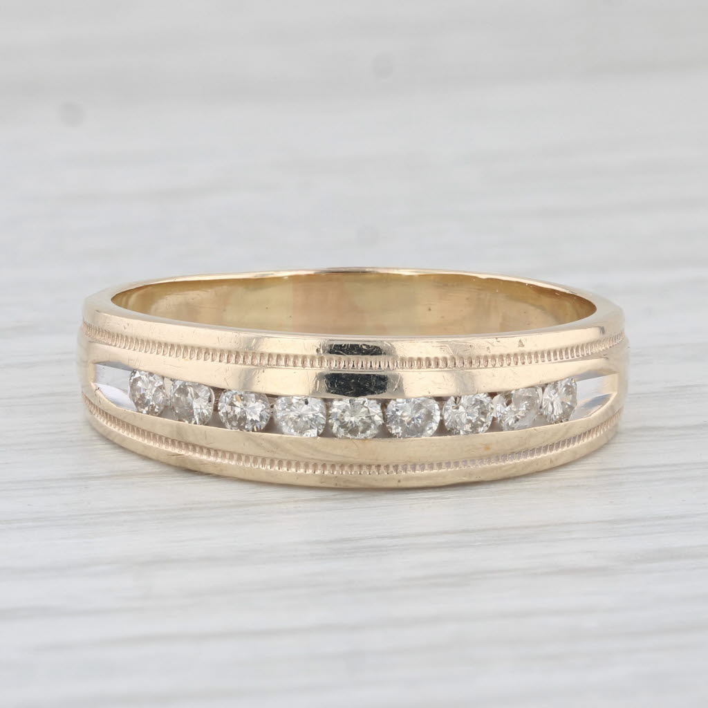 0.48ctw Diamond Men's Wedding Band 10k Yellow Gold Size 12.5 Ring