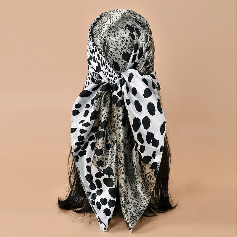 Women's Vintage Style Streetwear Leopard Satin Silk Scarf