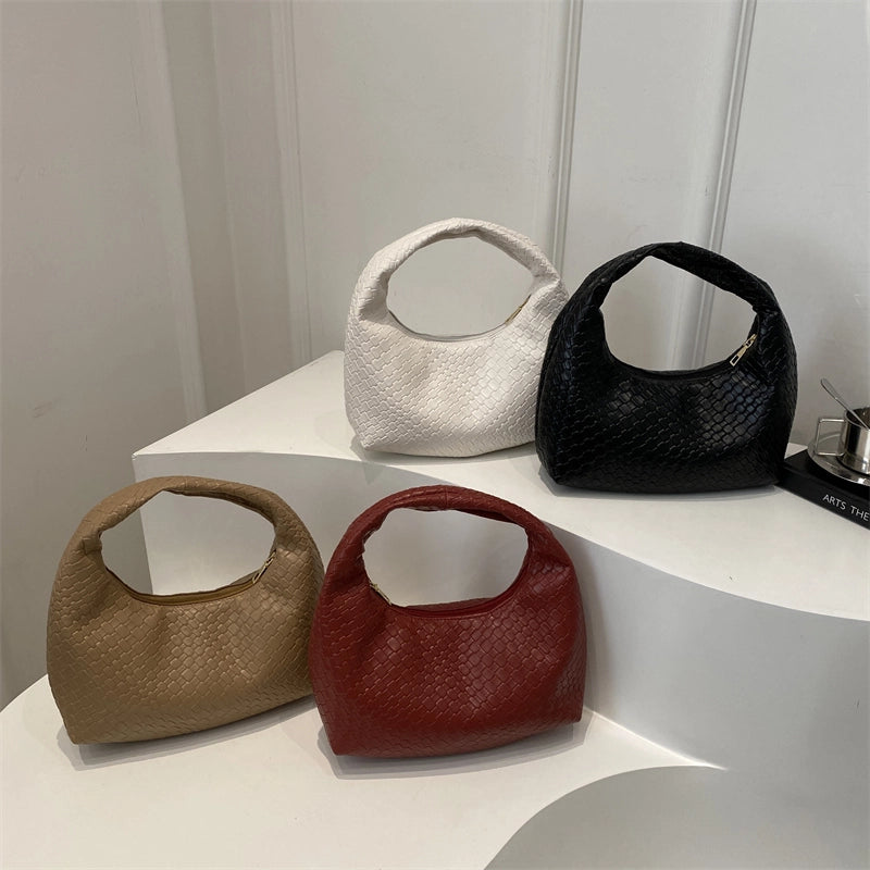 Women's Medium Pu Leather Solid Color Basic Classic Style Pillow Shape Zipper Handbag