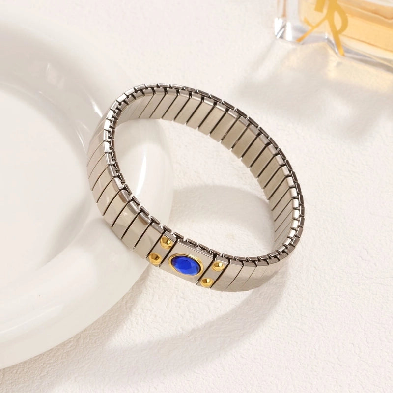 Casual Retro Geometric 304 Stainless Steel Zircon Wristband In Bulk