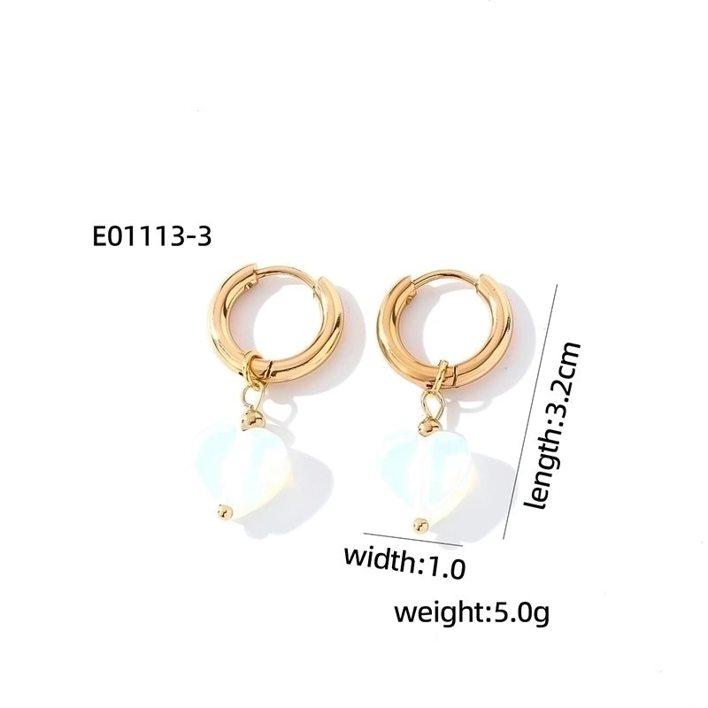 1 Pair Casual Sweet Minimalist Heart Shape Plating 304 Stainless Steel Gold Plated Drop Earrings