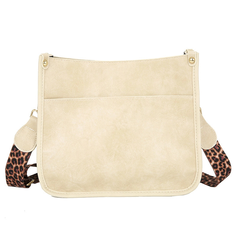 Women's Medium Pu Leather Solid Color Leopard Streetwear Zipper Crossbody Bag