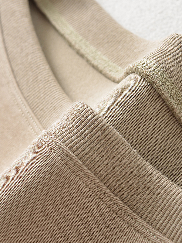 Long Sleeves Loose Solid Color Split-Joint Round-Neck Sweatshirt Tops