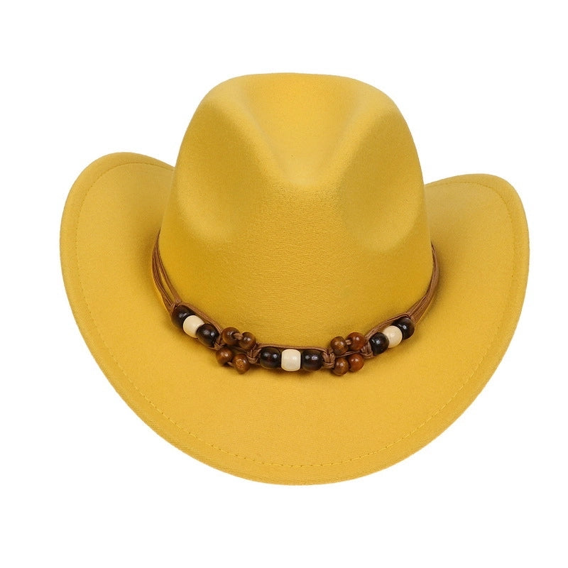 Tibetan Western Denim Top Hat Spring And Autumn New Jazz Hat Big Brim Five-pointed Star Belt Accessories Felt Hat For Men And Women