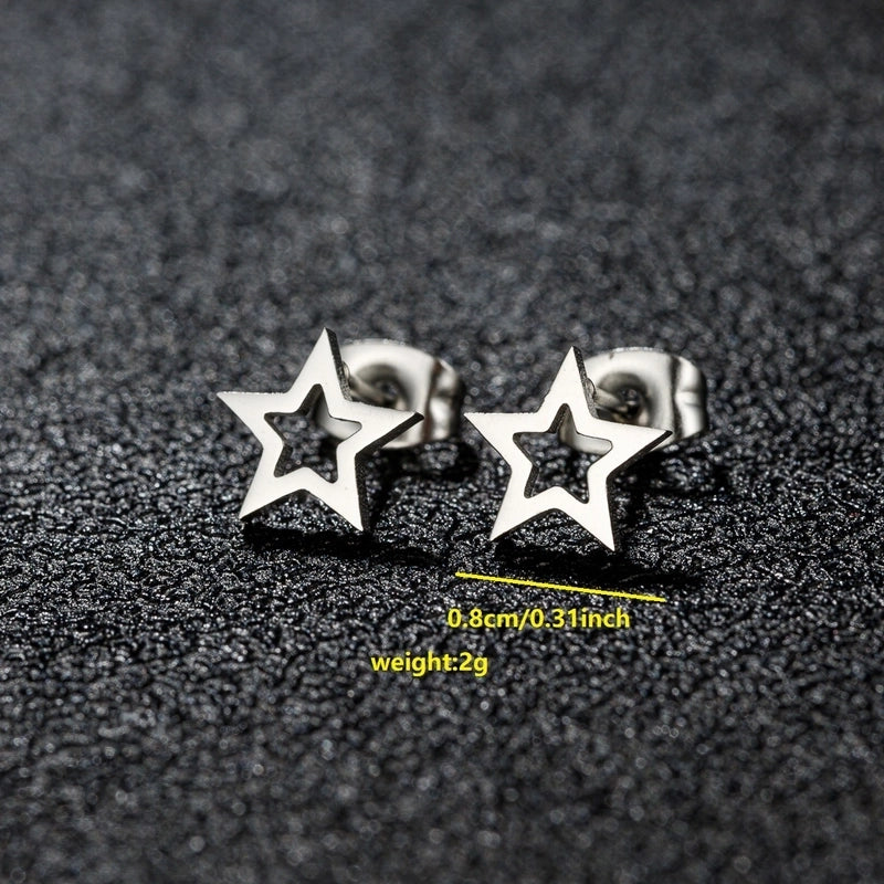 1 Pair Minimalist Classic Style Round Star Moon Hollow Out 304 Stainless Steel 18K Gold Plated Ear Studs