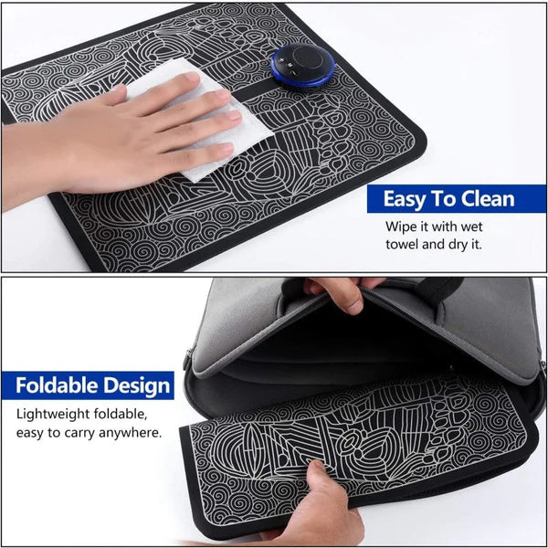 Foot Massager. Folding Portable Electric Massage Mat With 6 Modes 9 Intensity Levels. Relax Stiffness Muscles USB Rechargeable