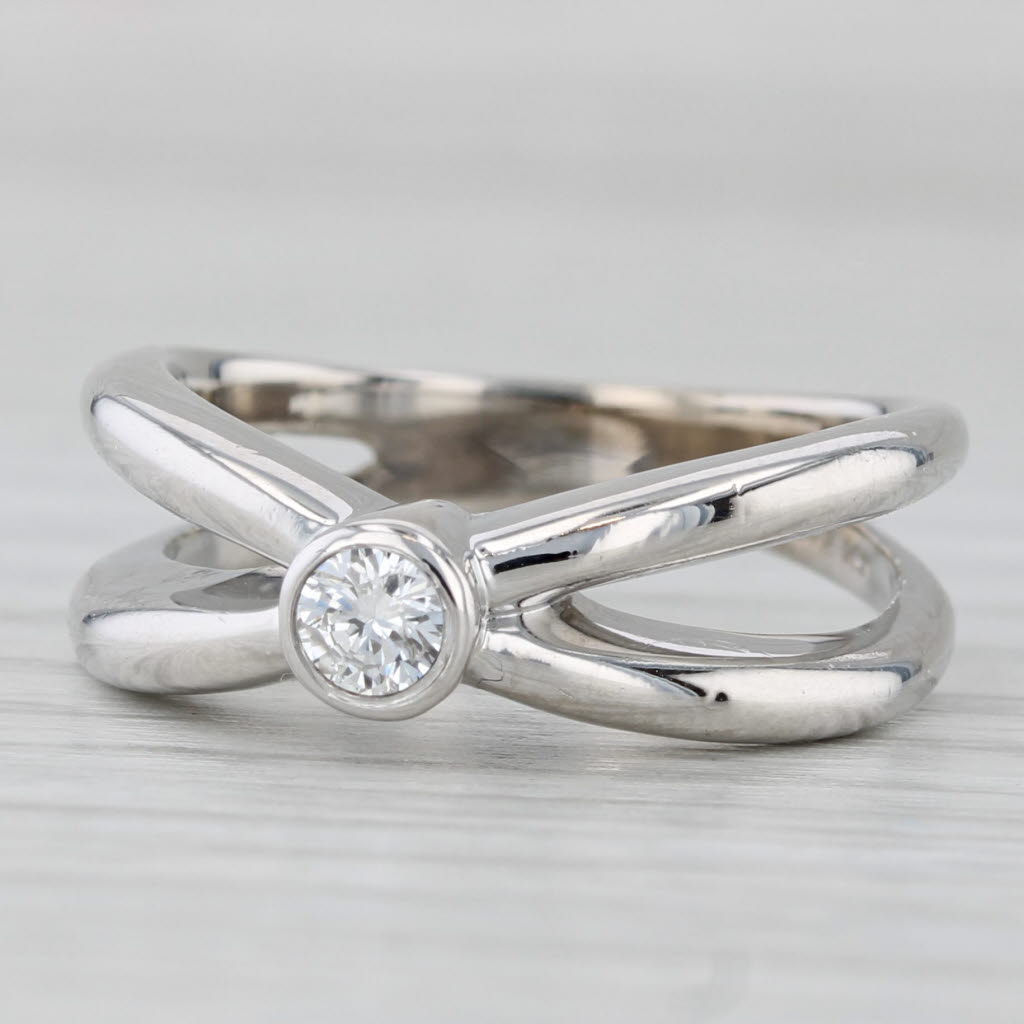 0.15ct Diamond Solitaire Ring 14k White Gold Size 6.75-7