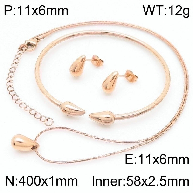 1 Pair Minimalist Water Droplets Plating Stainless Steel 18K Gold Plated Earrings