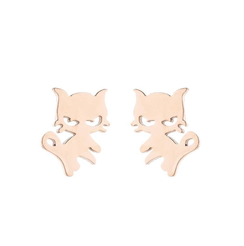 Minimalist Animal Stainless Steel Plating Hollow Out Ear Studs 1 Pair