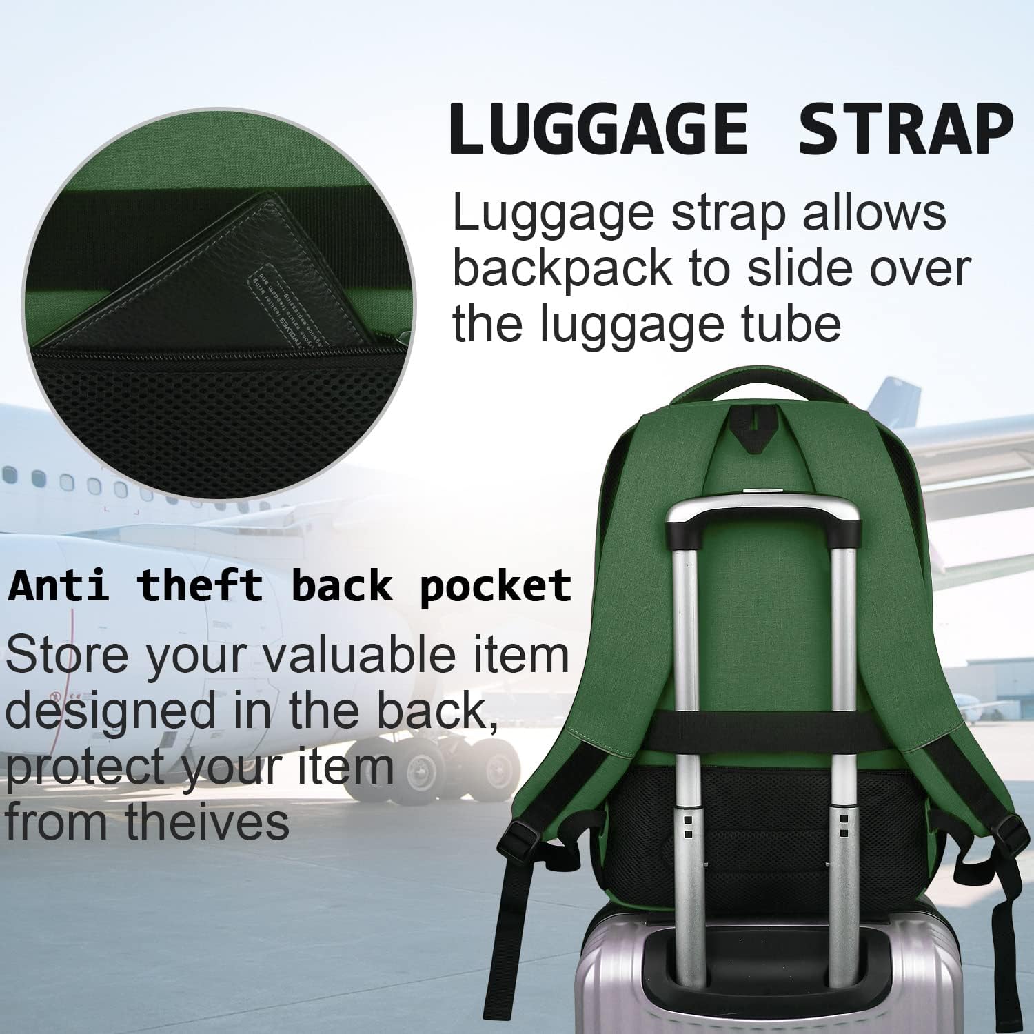Laptop Backpack,Business Travel Anti Theft Slim Durable Laptops Backpack with USB Charging Port,Water Resistant College Computer Bag for Women & Men Fits 15.6 Inch Laptop and Notebook - Black