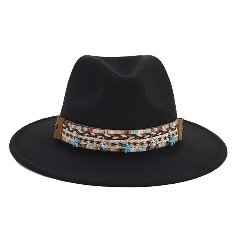 New Black Hat Panama Hat Western Denim Jazz Hat Vintage Felt Hat