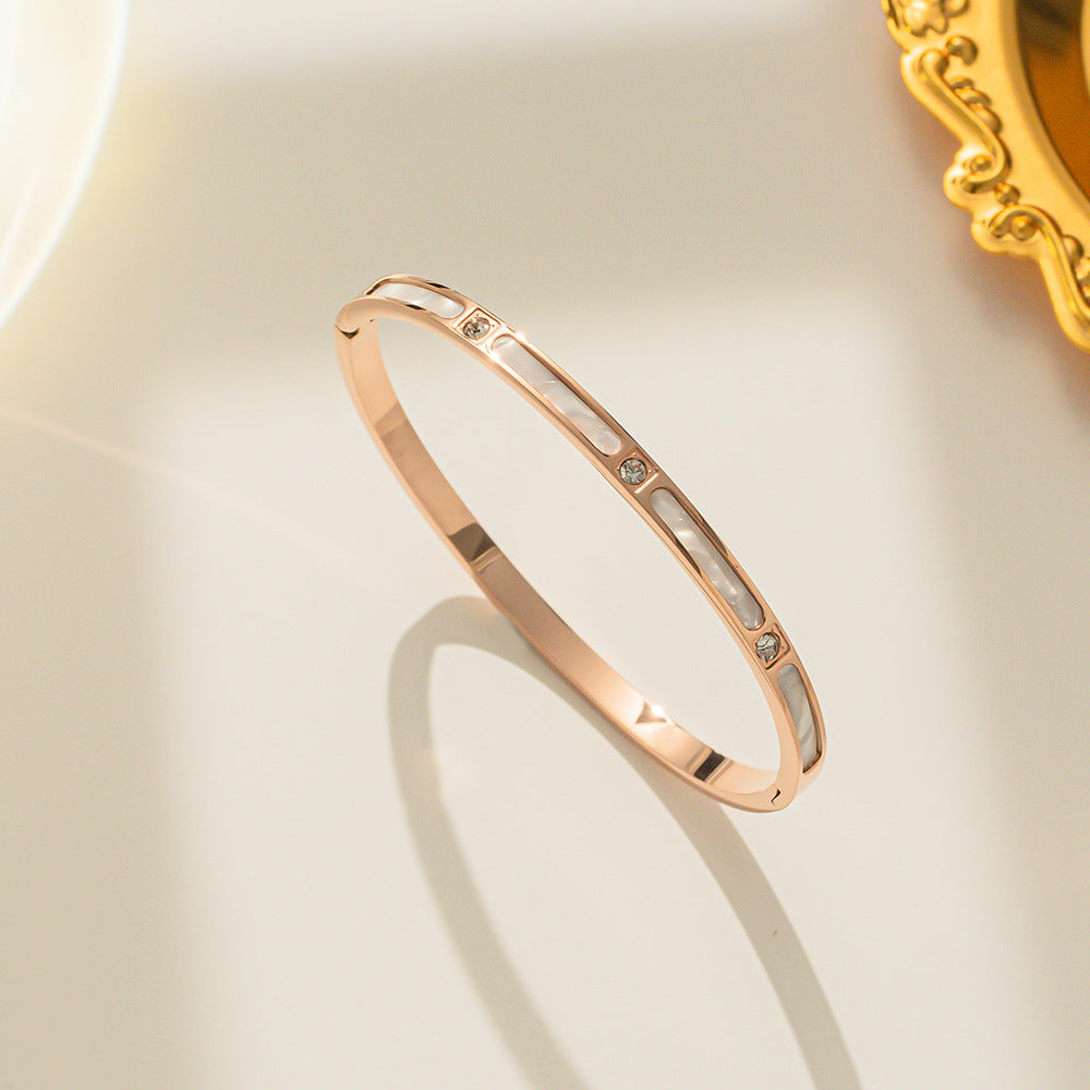 Shell Titanium Steel 18K Gold Plated Bangles