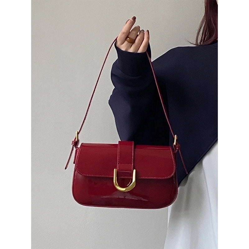 Women's Small Pu Leather Solid Color Streetwear Square Flip Cover Shoulder Bag
