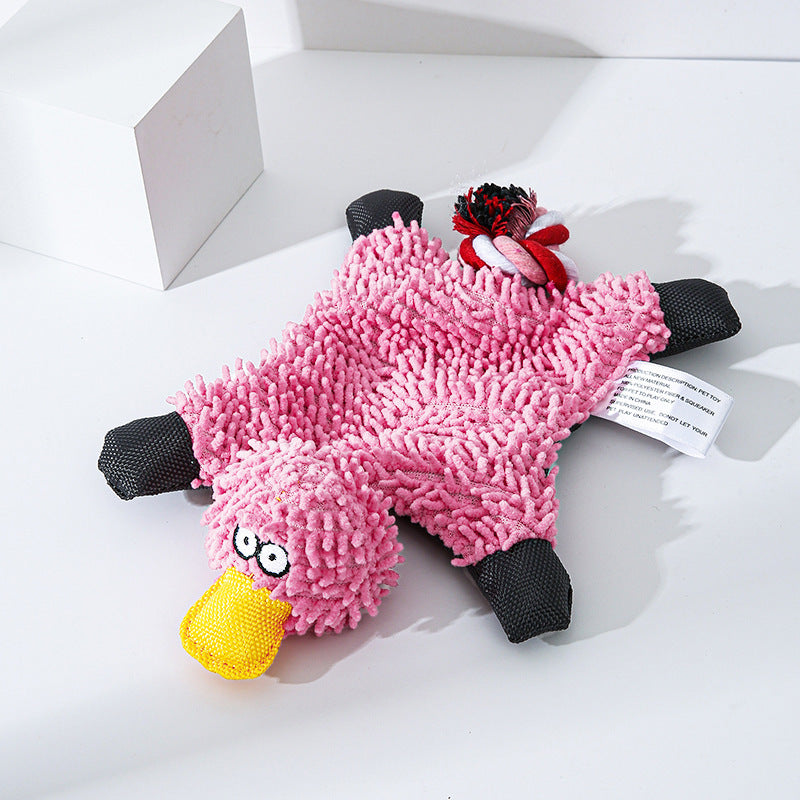 Mop Plush Duck Dog Toy - Squeaky & Soft Pet Playtime Fun