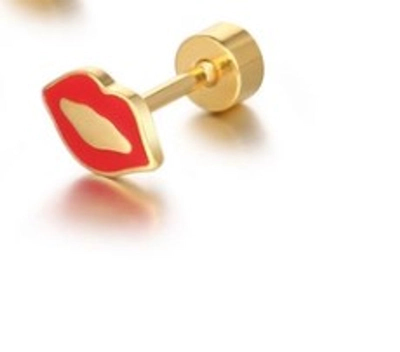 1 Piece Fashion Lips Plating 304 Stainless Steel Ear Studs