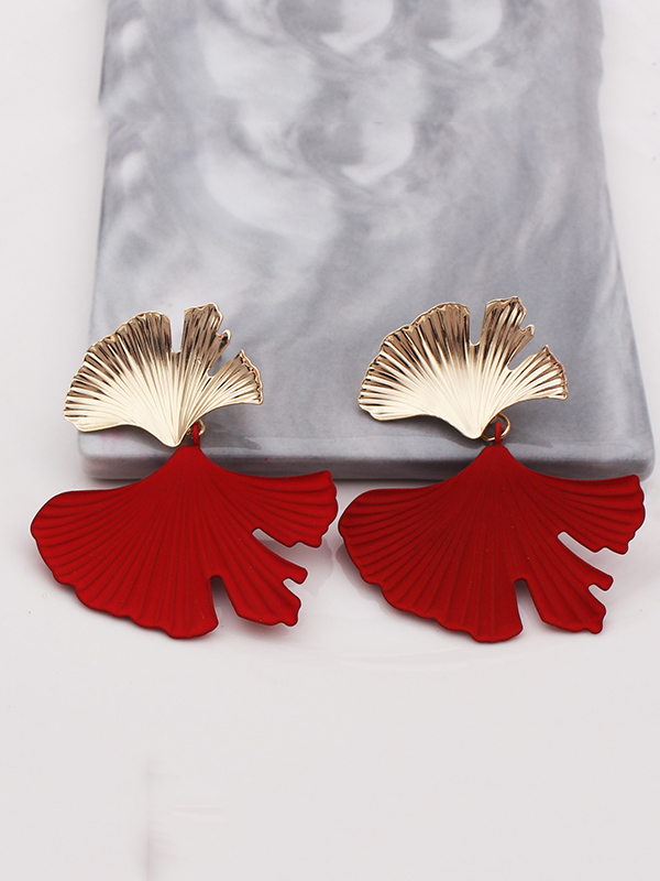 Geometric Leaves Shape Drop Earrings