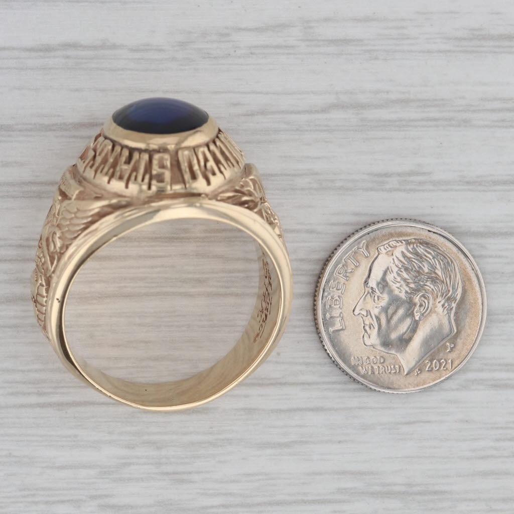 Lab Created Sapphire United States Marine Corp Ring 14k Gold Size 12 US Military