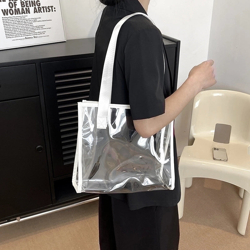 Women's Medium Pvc Solid Color Classic Style Square Open Jelly Bag