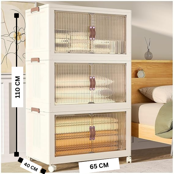 Foldable Storage Container 3 Layer. Stackable Storage Box