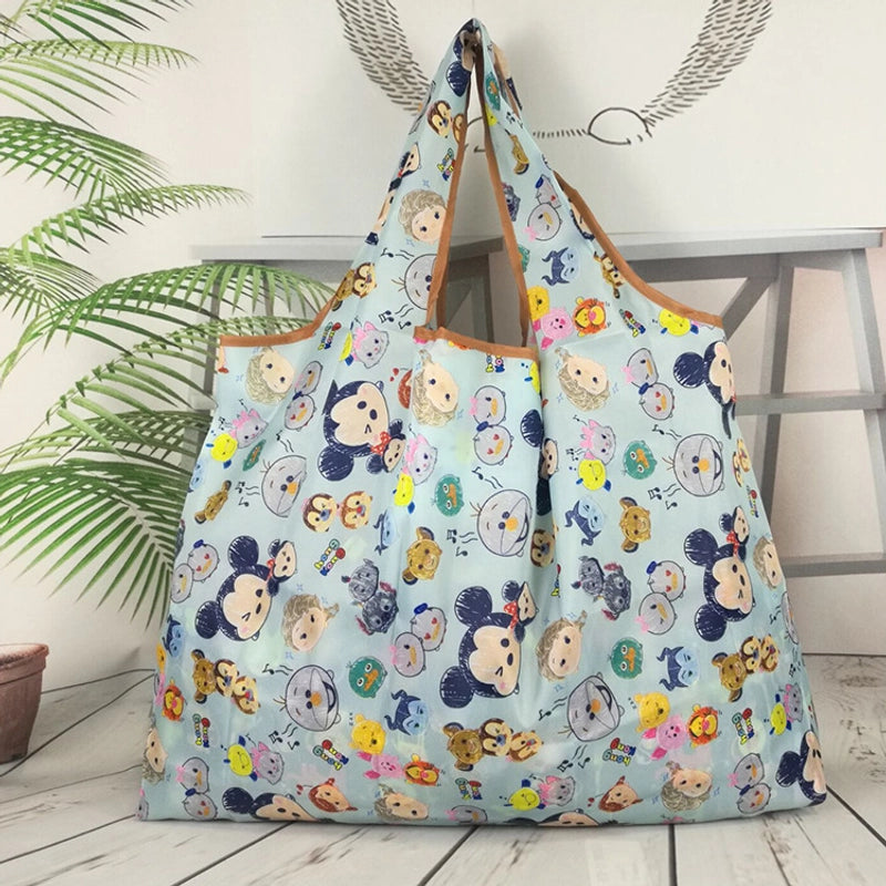 Printed Environmental Bag Large 210T Supermarket Folding Shopping Bag Thickened Tote Bag Shopping Bag