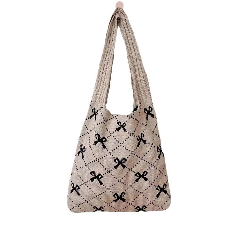 Women's Medium Polyester Bow Knot Basic Vintage Style Square Open Shoulder Bag