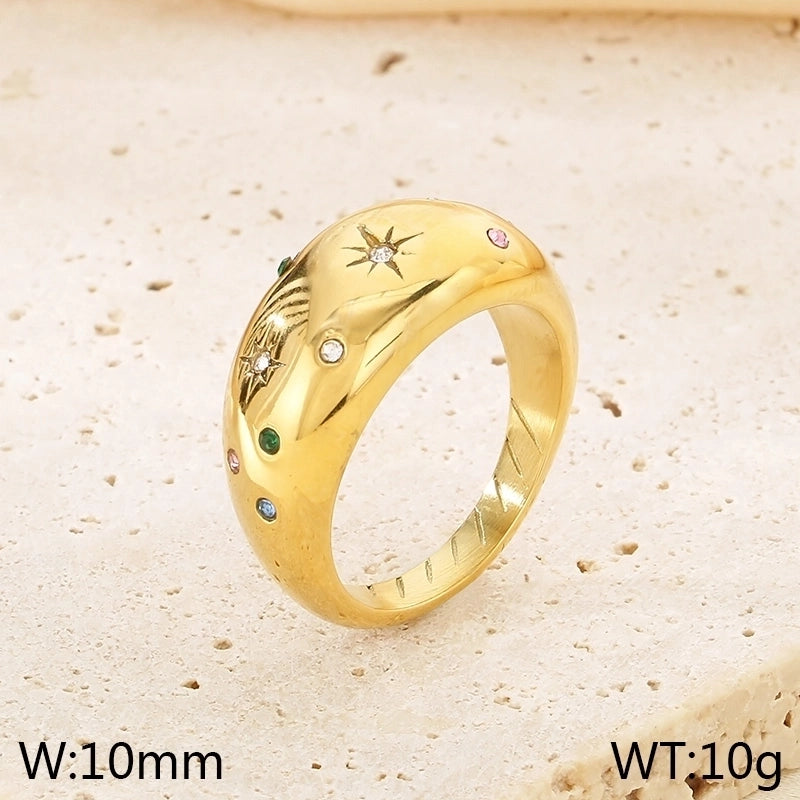 Vintage Style Classic Style Hexagram 304 Stainless Steel 18K Gold Plated Rings